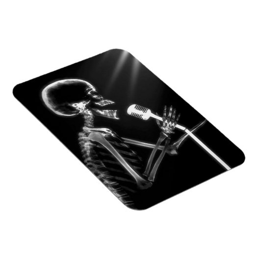 B&W X-Ray Vision Skeleton Zingend op microscoop Magneet (Rechterzijde)