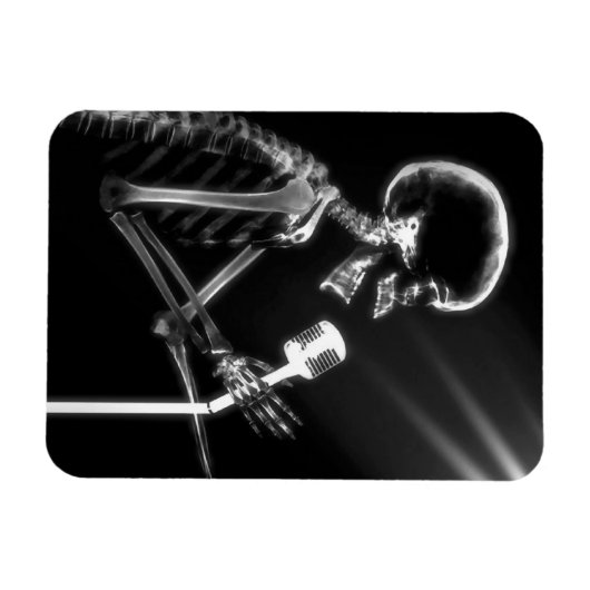 B&W X-Ray Vision Skeleton Zingend op microscoop Magneet (Horizontaal)