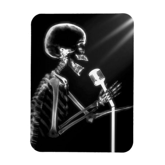 B&W X-Ray Vision Skeleton Zingend op microscoop Magneet (Verticaal)