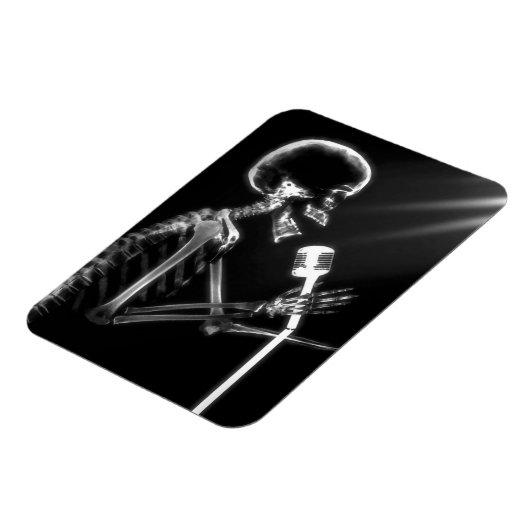 B&W X-Ray Vision Skeleton Zingend op microscoop Magneet (Linkerzijde)