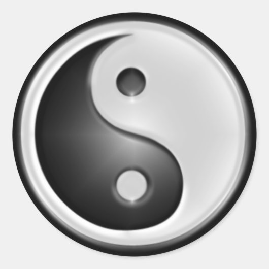B&W Yin&Yang Ronde Sticker (Voorkant)
