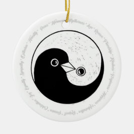 B/W Yin Yang vredesduiven keramische decoratie