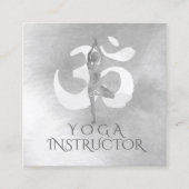 B&W Yoga Instructor Meditation Tree Pose om Symboo Vierkante Visitekaartje (Voorkant)