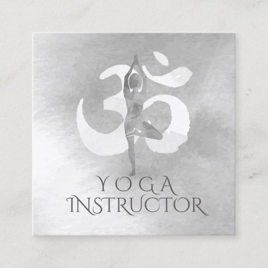 B&W Yoga Instructor Meditation Tree Pose om Symboo Vierkante Visitekaartje (Voorkant)