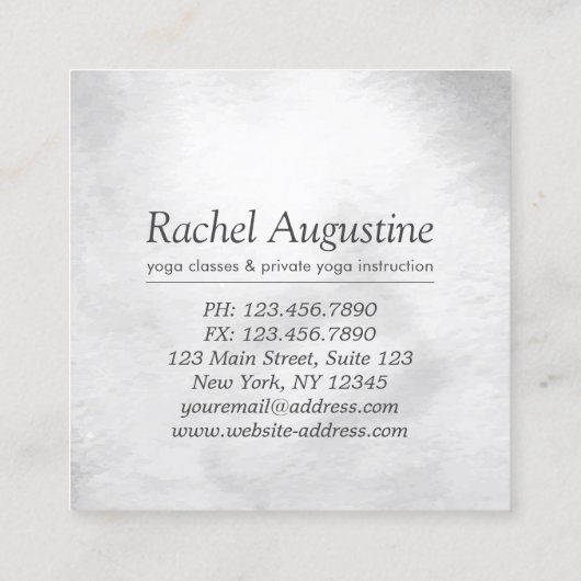 B&W Yoga Instructor Meditation Tree Pose om Symboo Vierkante Visitekaartje (Achterkant)