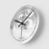 B&W yogaleraar meditatie boompositie Om symbool Ronde Klok (Hoek)