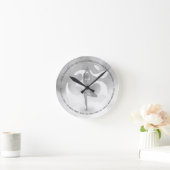 B&W yogaleraar meditatie boompositie Om symbool Ronde Klok (Huis)