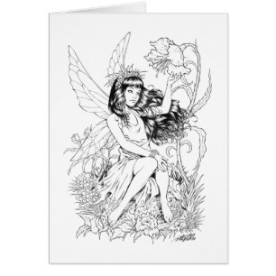 B&W Young Fairy met Flowers door Al Rio