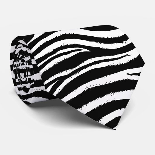 B&W Zebra Print Stropdas (Opgerold)