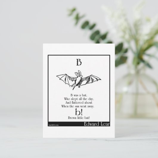 B was een vleermuis briefkaart (Staand voorkant)