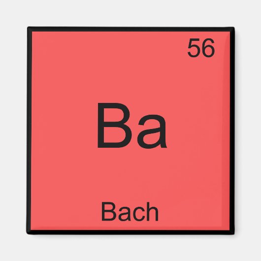 Ba - Bach Grappig Chemie Elementsymbool T-Shirt Magneet (Voorkant)