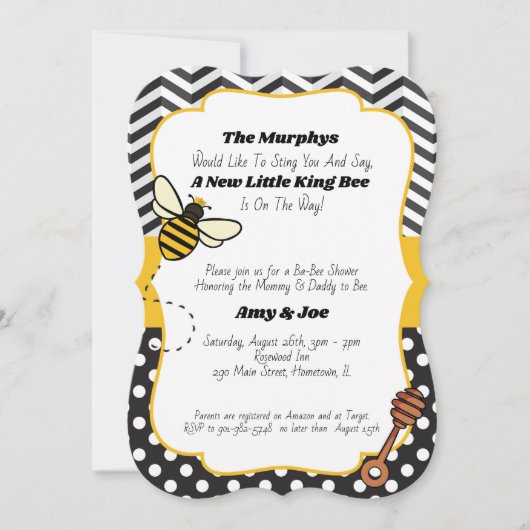 Ba-Bee Baby shower Invitation | Koning/koningin Kaart (Voorkant)
