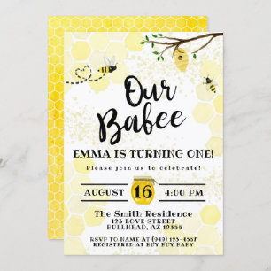 Ba-Bee Honeycomb Bumble Bee 1st Birthday Kaart