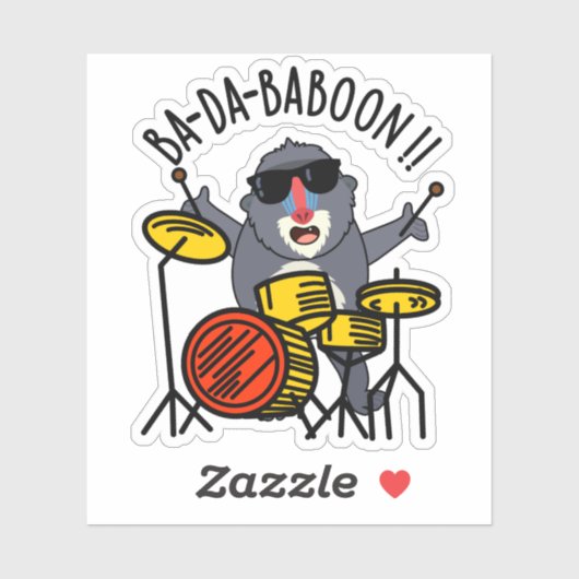 Ba-da-ba-boon Funny Baboon Pun Sticker (Vel)
