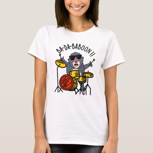 Ba-da-ba-boon Funny Baboon Pun T-shirt (Voorkant)