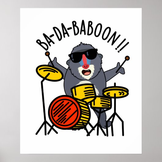 Ba-da-ba-boon Funny Monkey Baboon Pun Poster (Voorkant)