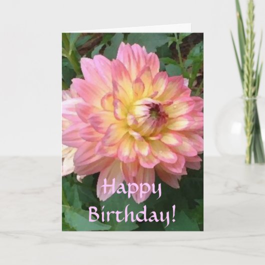 BA gelukkige Verjaardag! Dahlia Kaart (Voorkant)