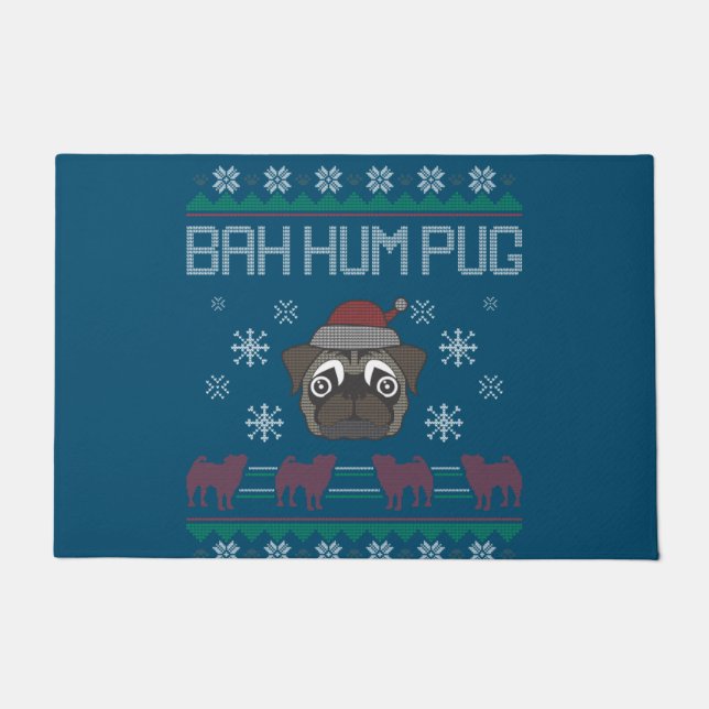 Ba Ham Pug Pugly Christmas Ugly Christmas Sweater Deurmat (Voorkant)