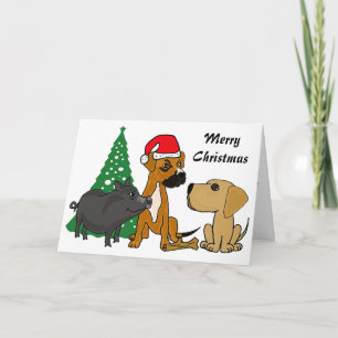 BA honden en de Kerstkaart van het Varken Feestdagen Kaart