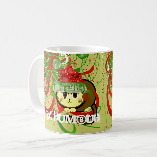 Ba Humbug Kitty Cat Grunge Kerstvakantie Mok (Voorkant links)