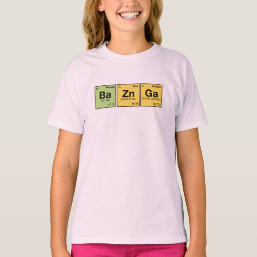 BA ZN GA! Periodieke Elementen Spellend plezier T-shirt (Voorkant)