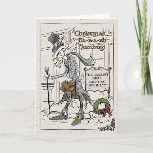 Baa-aa Humbug Punny Xmas Gevouwen Vakantie Kaart (Voorkant)