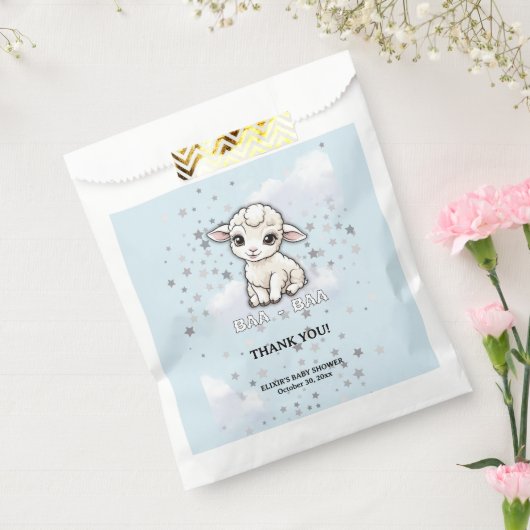 Baa-baa A Little Lamb Stars Baby shower Bedankzakje (Gezegeld)