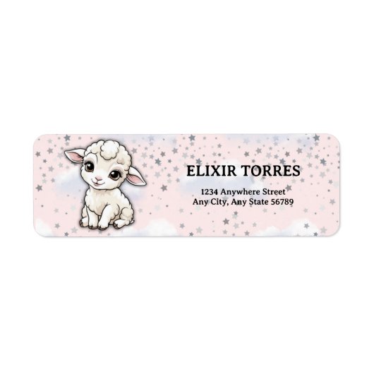Baa-baa A Little Lamb Stars Baby shower Etiket (Voorkant)