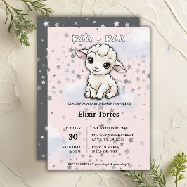 Baa-baa A Little Lamb Stars Baby shower Kaart