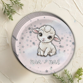 Baa-baa A Little Lamb Stars Baby shower Papieren Bordje