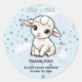 Baa-baa A Little Lamb Stars Baby shower Ronde Sticker (Voorkant)