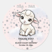 Baa-baa A Little Lamb Stars Baby shower Ronde Sticker (Voorkant)