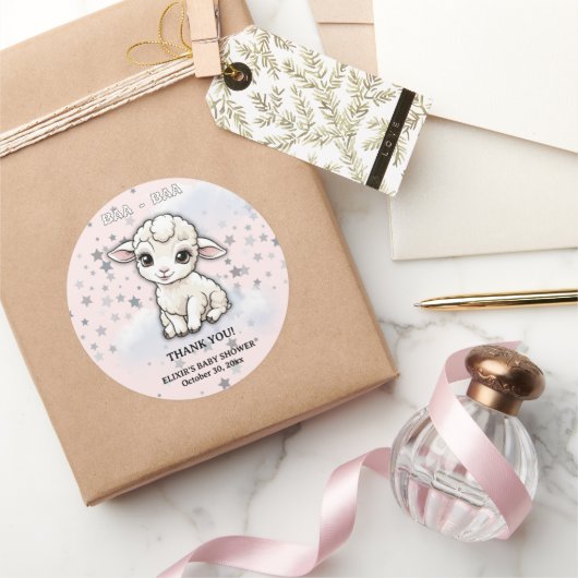 Baa-baa A Little Lamb Stars Baby shower Ronde Sticker (Geschenken)