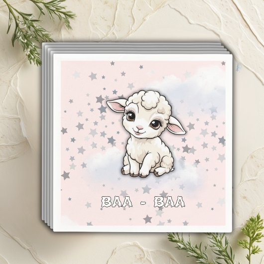 Baa-baa A Little Lamb Stars Baby shower Servet
