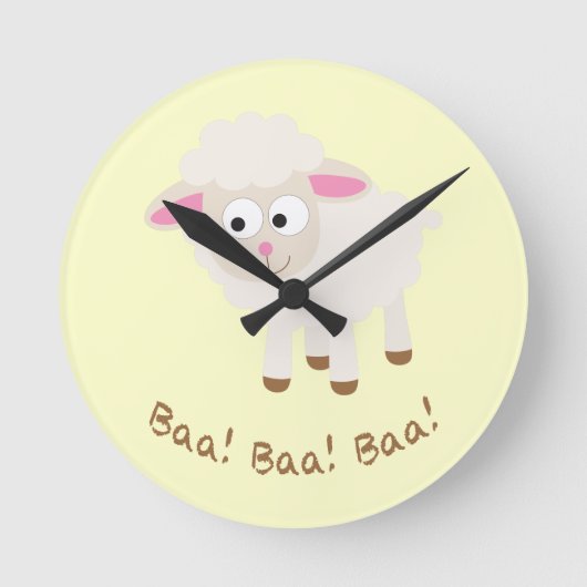 Baa. Baa. Baa. Cute Little Lamb Ronde Klok (Voorkant)