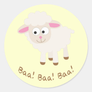 Baa. Baa. Baa. Cute Little Lamb Ronde Sticker
