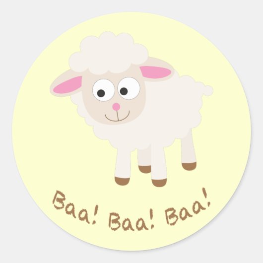 Baa. Baa. Baa. Cute Little Lamb Ronde Sticker (Voorkant)