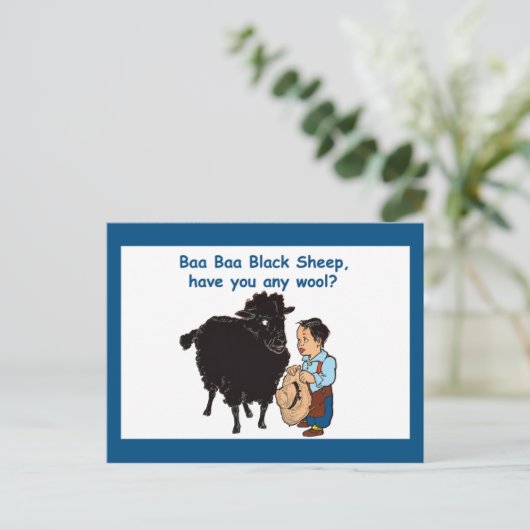 Baa Baa Black Sheep Briefkaart (Staand voorkant)