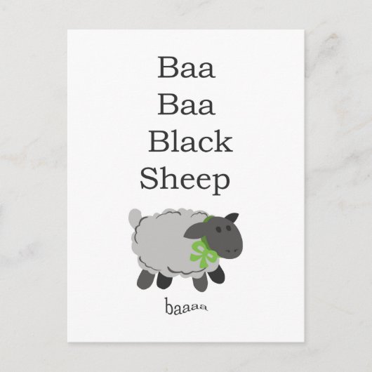 Baa Baa Black Sheep Briefkaart (Voorkant)