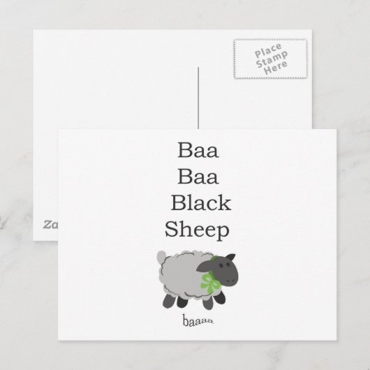 Baa Baa Black Sheep Briefkaart (Voorkant / Achterkant)