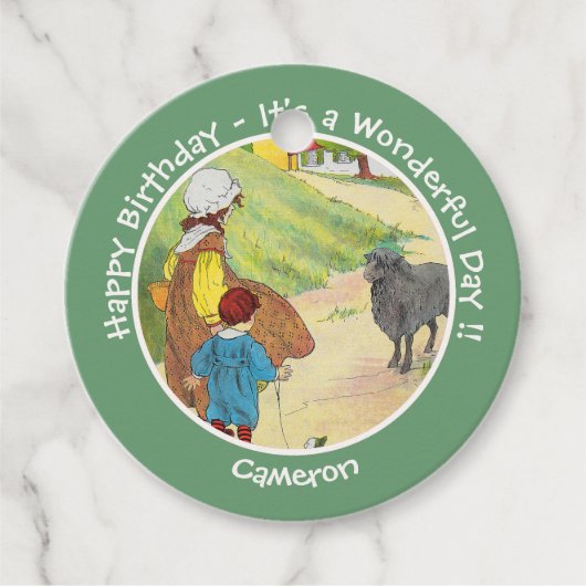 Baa, Baa, Black Sheep Verjaardagsfeestje Collectie Bedankjes Labels (Voorkant)