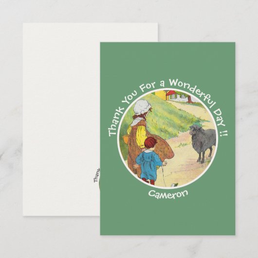 Baa, Baa, Black Sheep Verjaardagsfeestje Collectie Bedankkaart (Voorkant / Achterkant)