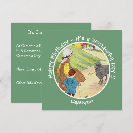 Baa, Baa, Black Sheep Verjaardagsfeestje Collectie Kaart (Voorkant / Achterkant)