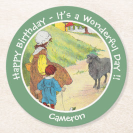 Baa, Baa, Black Sheep Verjaardagsfeestje Collectie Ronde Kartonnen Onderzetter