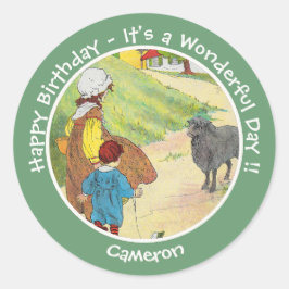 Baa, Baa, Black Sheep Verjaardagsfeestje Collectie Ronde Sticker