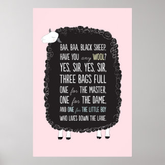 Baa Baa Black Ship Nursery Rhyme Poster