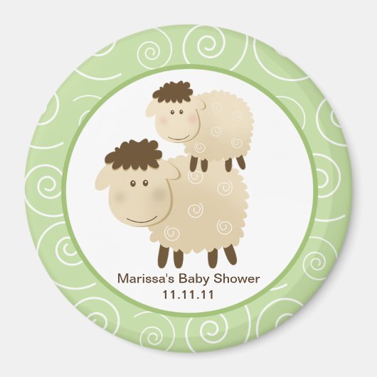 Baa Baa Schaap Groen 3-inch Ronde Favor Magnet (Voorkant)