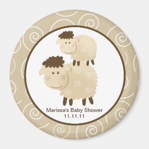 Baa Baa Schaap Neutraal 3-inch Ronde Favor Magnet