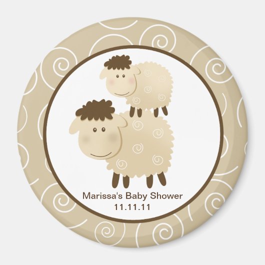 Baa Baa Schaap Neutraal 3-inch Ronde Favor Magnet (Voorkant)