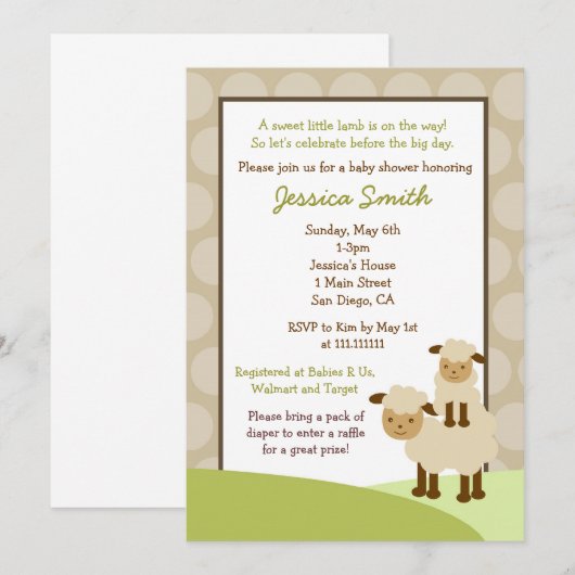 Baa Baa Sheep Baby shower Nodig neutraal uit Kaart (Voorkant / Achterkant)